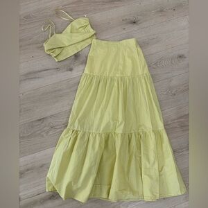 NWT Butter yellow 100% cotton tiered maxi set